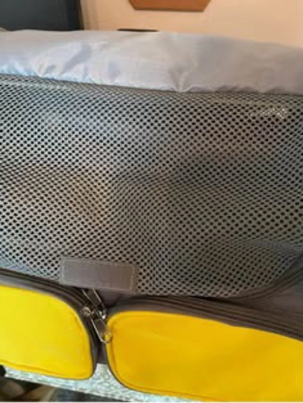 Gray and Yellow Soft-Sided Dog Carrier Travel Bag